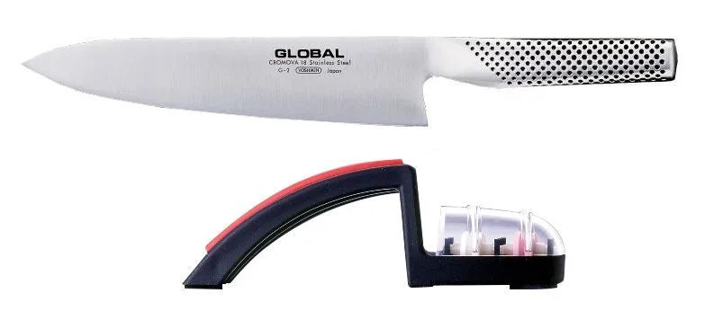 סט סכין ומשחיז GLOBAL