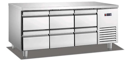 מקרר דלפק נירוסטה 6 מגירות 1800/700/850 מ"מ, 400W, מעלות 2-8