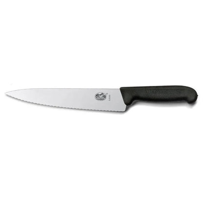 סכין שף להב משונן ידית שחורה 25 ס"מ victorinox
