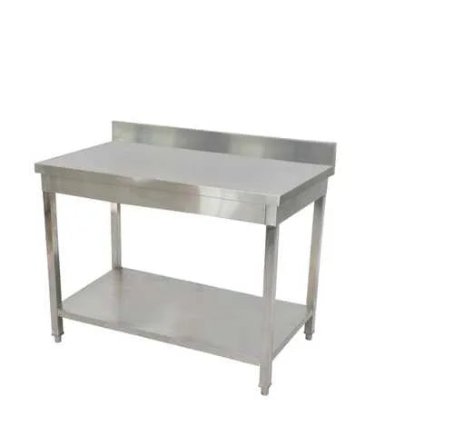 שולחן עבודה נירוסטה עם גב מגן 1200X700X850 מ"מ נירוסטה 304