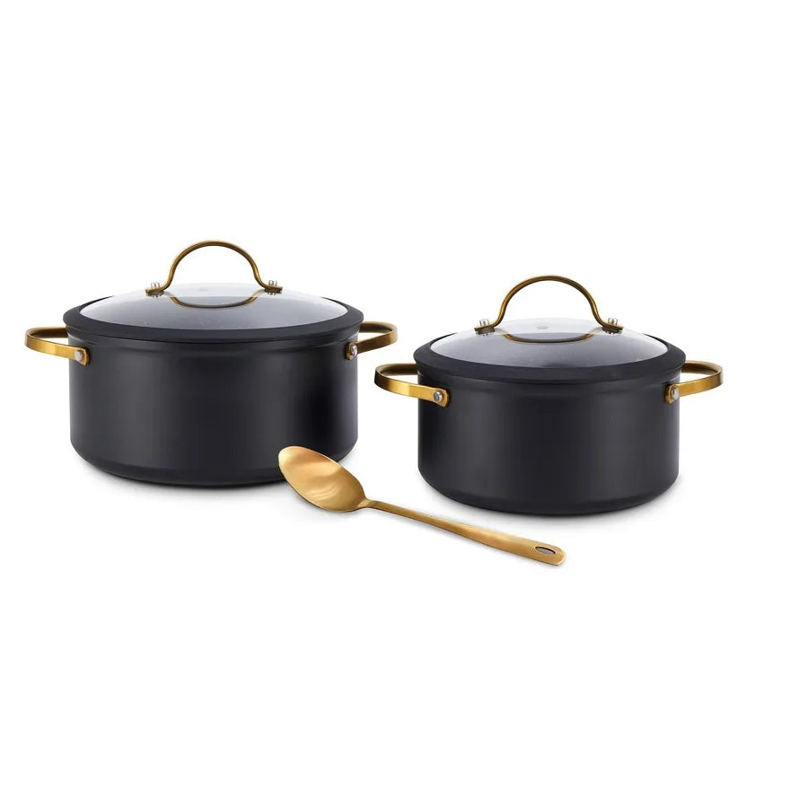 סט סיר 20 ס"מ וסיר 24 ס"מ כולל כף הגשה BLACK &GOLD